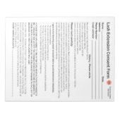 *Neues* Lash-Einverständnisformular Notizblock (Vorderseite)