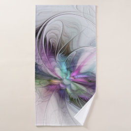 Neues Leben, buntes Abstraktes Fraktal Kunstfantas Badehandtuch