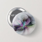 Neues Leben, buntes Abstraktes Fraktal Kunstfantas Button (Vorne & Hinten)