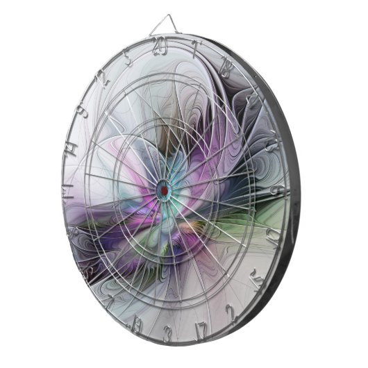 Neues Leben, buntes Abstraktes Fraktal Kunstfantas Dartscheibe (Vorderseite rechts)