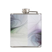 Neues Leben, buntes Abstraktes Fraktal Kunstfantas Flachmann (Rückseite)