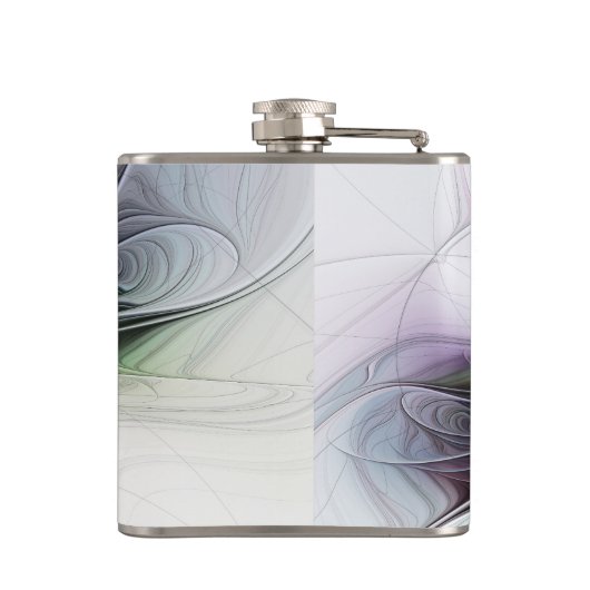 Neues Leben, buntes Abstraktes Fraktal Kunstfantas Flachmann (Rückseite)