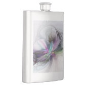 Neues Leben, buntes Abstraktes Fraktal Kunstfantas Flachmann (Rechts)