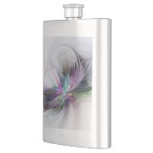 Neues Leben, buntes Abstraktes Fraktal Kunstfantas Flachmann (Links)