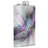 Neues Leben, buntes Abstraktes Fraktal Kunstfantas Flachmann (Rechts)