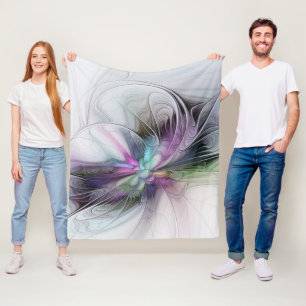 Neues Leben, buntes Abstraktes Fraktal Kunstfantas Fleecedecke