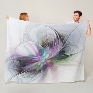 Neues Leben, buntes Abstraktes Fraktal Kunstfantas Fleecedecke