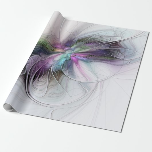Neues Leben, buntes Abstraktes Fraktal Kunstfantas Geschenkpapier (Ungerollt)