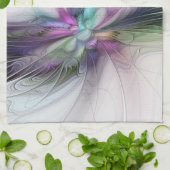 Neues Leben, buntes Abstraktes Fraktal Kunstfantas Geschirrtuch (Gefaltet)