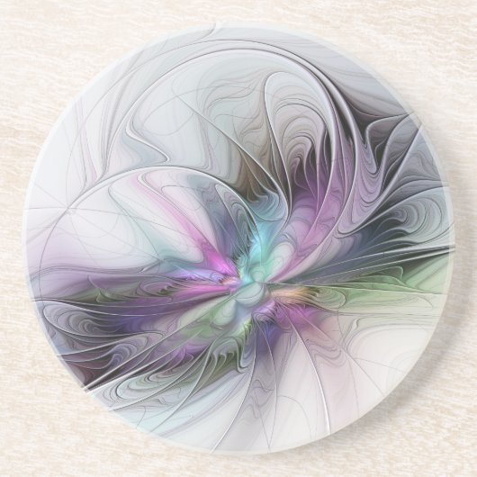 Neues Leben, buntes Abstraktes Fraktal Kunstfantas Getränkeuntersetzer (Vorne)