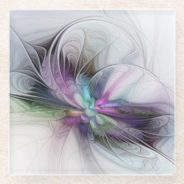 Neues Leben, buntes Abstraktes Fraktal Kunstfantas Glasuntersetzer