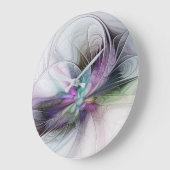 Neues Leben, buntes Abstraktes Fraktal Kunstfantas Große Wanduhr (Winkel)