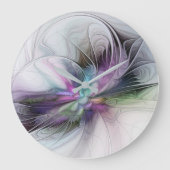 Neues Leben, buntes Abstraktes Fraktal Kunstfantas Große Wanduhr (Vorderseite)