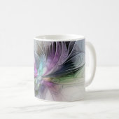 Neues Leben, buntes Abstraktes Fraktal Kunstfantas Kaffeetasse (VorderseiteRechts)