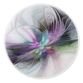 Neues Leben, buntes Abstraktes Fraktal Kunstfantas Keramikknauf (Vorderseite)