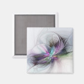 Neues Leben, buntes Abstraktes Fraktal Kunstfantas Magnet (Vorderseite/Rückseite)