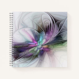 Neues Leben, buntes Abstraktes Fraktal Kunstfantas Notizblock