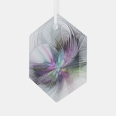 Neues Leben, buntes Abstraktes Fraktal Kunstfantas Ornament Aus Glas (Vorderseite Links)