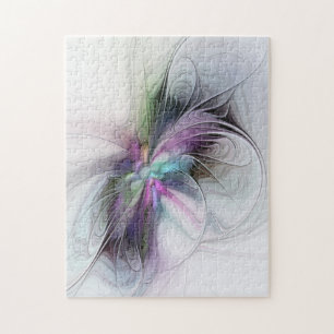 Neues Leben, buntes Abstraktes Fraktal Kunstfantas Puzzle