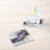 Neues Leben, buntes Abstraktes Fraktal Kunstfantas Rechteckiger Pappuntersetzer (Vor Ort)