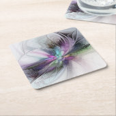 Neues Leben, buntes Abstraktes Fraktal Kunstfantas Rechteckiger Pappuntersetzer (angewinkelt)