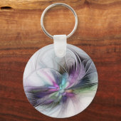 Neues Leben, buntes Abstraktes Fraktal Kunstfantas Schlüsselanhänger (Vorderseite)