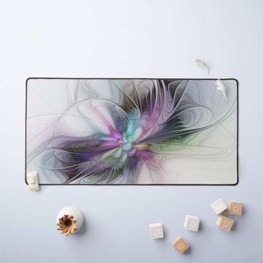 Neues Leben, buntes Abstraktes Fraktal Kunstfantas Schreibtischunterlage (Kindertisch)