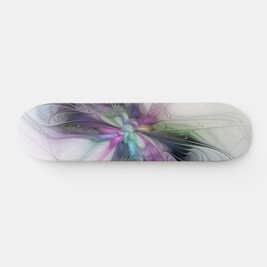 Neues Leben, buntes Abstraktes Fraktal Kunstfantas Skateboard (Horizontal)