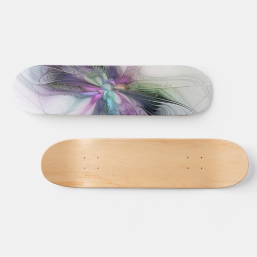 Neues Leben, buntes Abstraktes Fraktal Kunstfantas Skateboard (Horizontal)