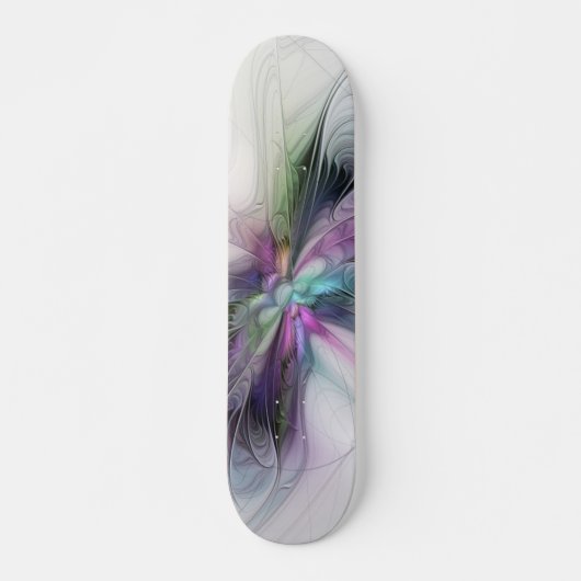 Neues Leben, buntes Abstraktes Fraktal Kunstfantas Skateboard (Vorne)