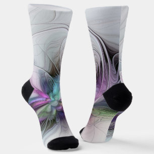 Neues Leben, buntes Abstraktes Fraktal Kunstfantas Socken