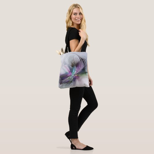 Neues Leben, buntes Abstraktes Fraktal Kunstfantas Tasche (Am Model)
