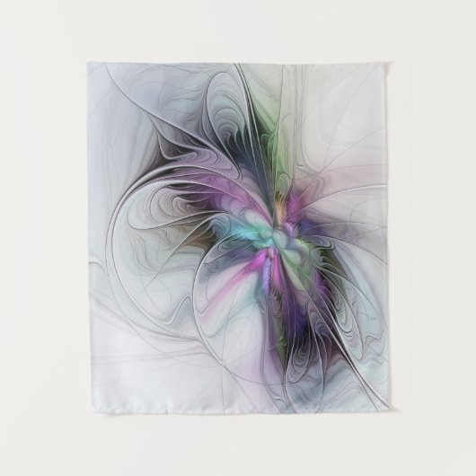 Neues Leben, buntes Abstraktes Fraktal Kunstfantas Wandteppich (Vorderseite)