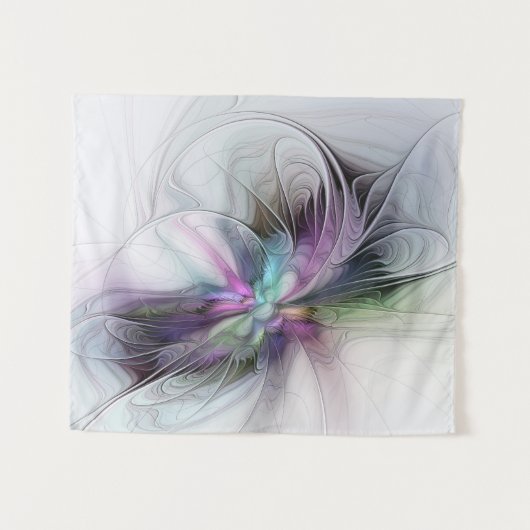 Neues Leben, buntes Abstraktes Fraktal Kunstfantas Wandteppich (Vorderseite (Horizontal))