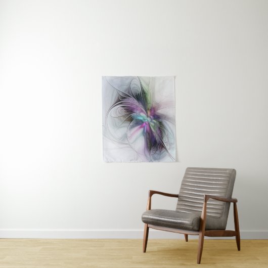 Neues Leben, buntes Abstraktes Fraktal Kunstfantas Wandteppich (Beispiel)