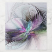 Neues Leben, buntes Abstraktes Fraktal Kunstfantas Weinetikett (Einzelnes Label)