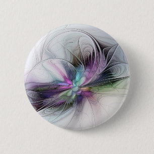 Neues Leben, farbenfrohe abstrakte Fraktal-Kunst-F Button