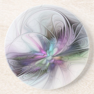 Neues Leben, farbenfrohe abstrakte Fraktal-Kunst-F Getränkeuntersetzer