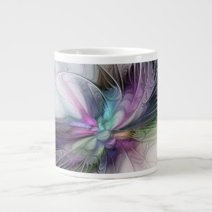 Neues Leben, farbenfrohe abstrakte Fraktal-Kunst-F Jumbo-Tasse