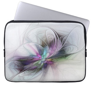 Neues Leben, farbenfrohe abstrakte Fraktal-Kunst-F Laptopschutzhülle