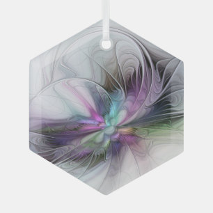 Neues Leben, farbenfrohe abstrakte Fraktal-Kunst-F Ornament Aus Glas