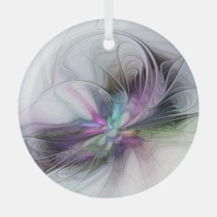 Neues Leben, farbenfrohe abstrakte Fraktal-Kunst-F Ornament Aus Glas