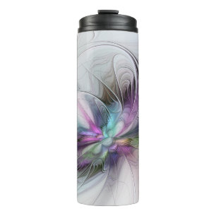 Neues Leben, farbenfrohe abstrakte Fraktal-Kunst-F Thermosbecher