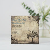 Neues Leben Vintag mit Blauer Hochzeit Einladung (Stehend Vorderseite)