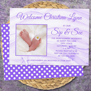 Neues Lila Party "Sip and See" Einladung