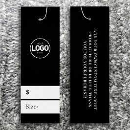 Neues Logo Schwarze Kleidung Größe Preis hängen Ta