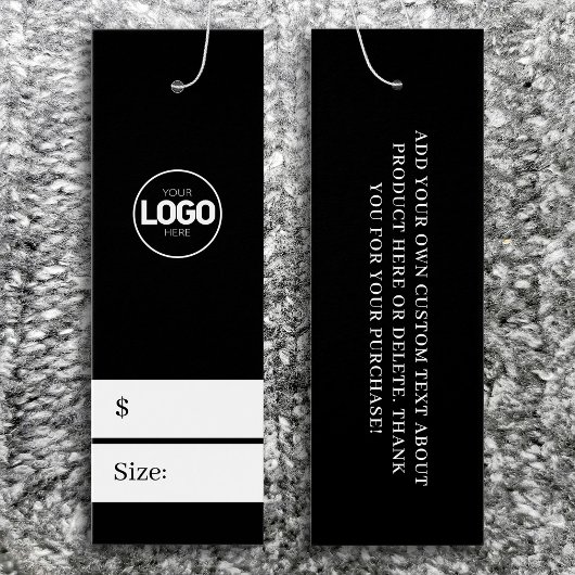 Neues Logo Schwarze Kleidung Größe Preis hängen Ta