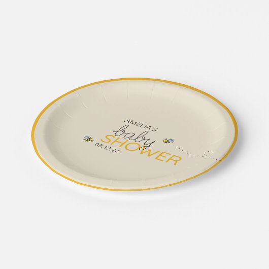 Neues Mama-to-Bee-Duschthema Pappteller (Schrägansicht)