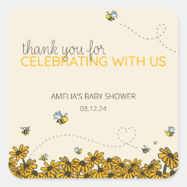 Neues Mama-to-Bee-Duschthema Quadratischer Aufkleber