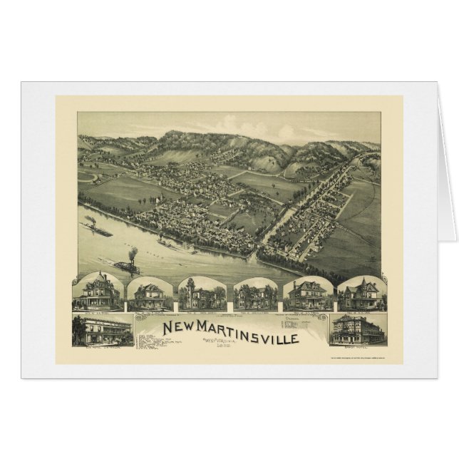 Neues Martinsville, WV panoramische Karte - 1899 (Vorderseite (Horizontal))
